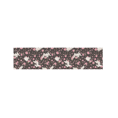 Crane Bird And Flower Pattern Print Bed Runner