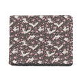 Crane Bird And Flower Pattern Print Bifold Wallet