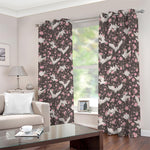 Crane Bird And Flower Pattern Print Blackout Grommet Curtains