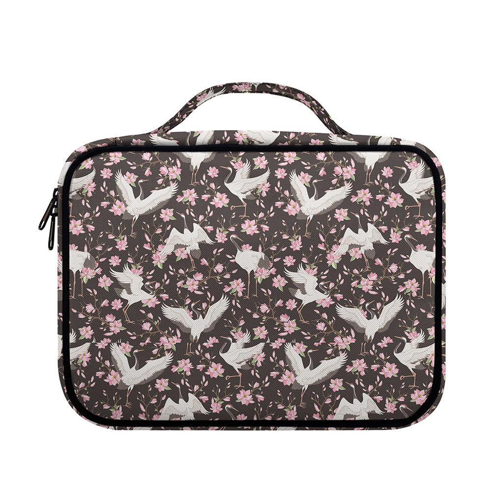 Crane Bird And Flower Pattern Print Briefcase Bible Bag