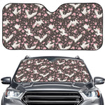 Crane Bird And Flower Pattern Print Car Windshield Sun Shade