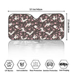 Crane Bird And Flower Pattern Print Car Windshield Sun Shade