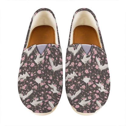 Crane Bird And Flower Pattern Print Casual Shoes