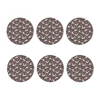 Crane Bird And Flower Pattern Print Coaster Set