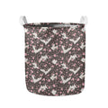 Crane Bird And Flower Pattern Print Collapsible Laundry Basket