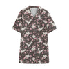 Crane Bird And Flower Pattern Print Cotton Hawaiian Shirt