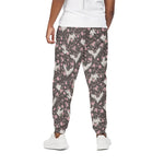 Crane Bird And Flower Pattern Print Cotton Pants