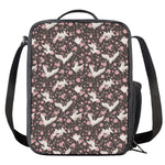 Crane Bird And Flower Pattern Print Crossbody Lunch Bag