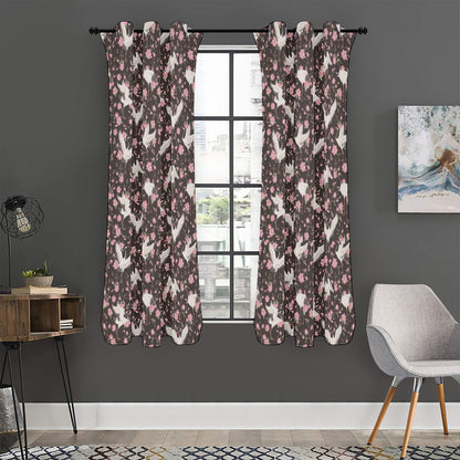 Crane Bird And Flower Pattern Print Curtain