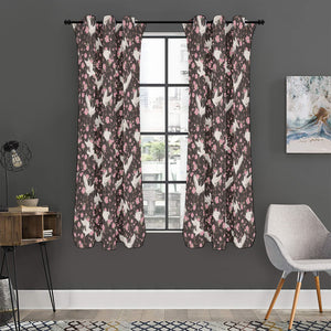 Crane Bird And Flower Pattern Print Curtain