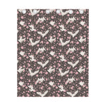 Crane Bird And Flower Pattern Print Curtain