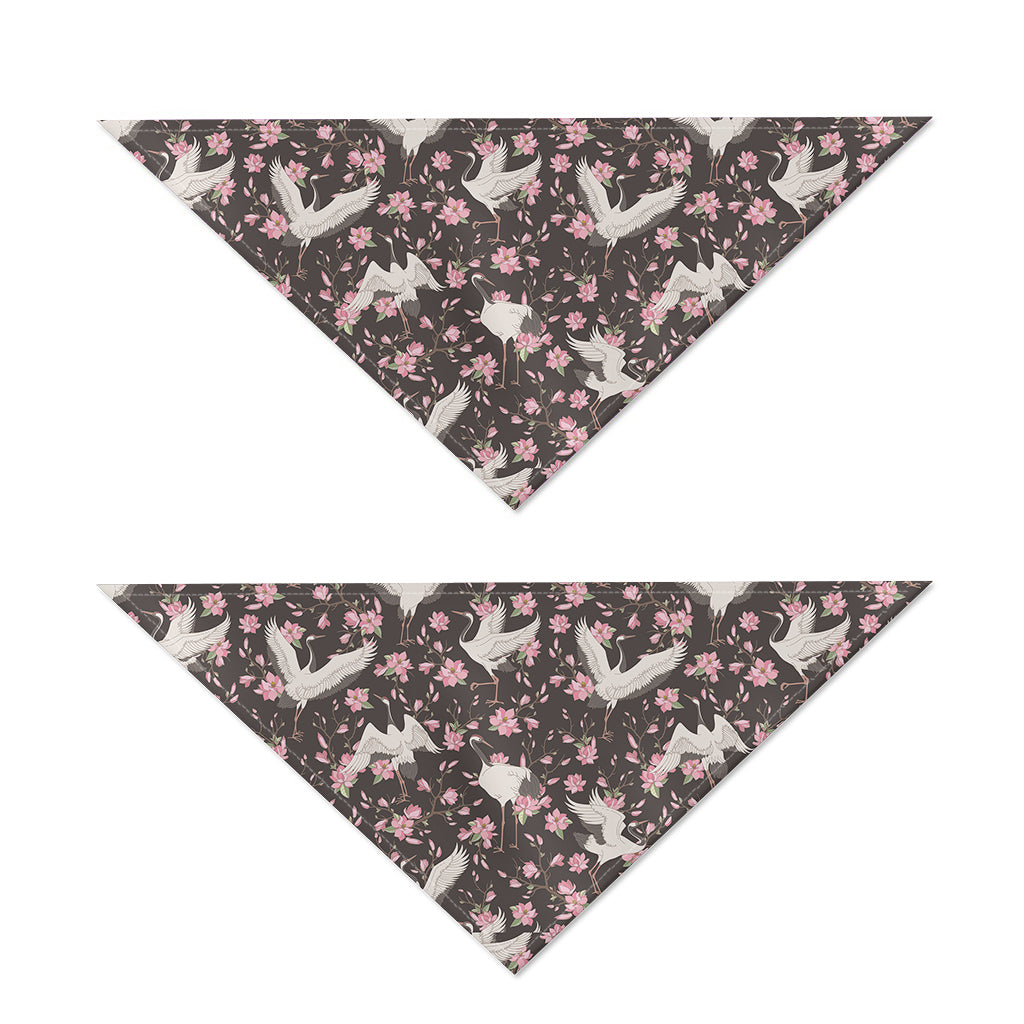 Crane Bird And Flower Pattern Print Dog Bandana