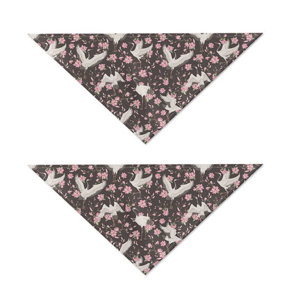 Crane Bird And Flower Pattern Print Dog Bandana
