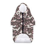 Crane Bird And Flower Pattern Print Dog Zip Up Hoodie