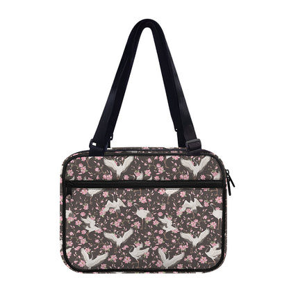 Crane Bird And Flower Pattern Print Double Strap Bible Bag
