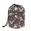 Crane Bird And Flower Pattern Print Drawstring Makeup Bag