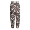 Crane Bird And Flower Pattern Print Fleece Lined Knit Pants