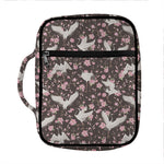 Crane Bird And Flower Pattern Print Front Pocket Bible Bag