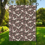 Crane Bird And Flower Pattern Print Garden Flag