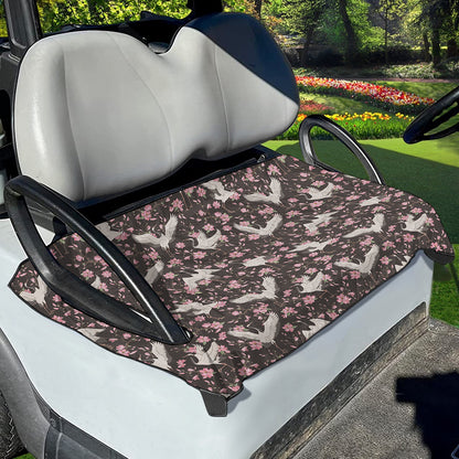 Crane Bird And Flower Pattern Print Golf Cart Seat Cover