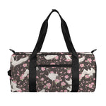 Crane Bird And Flower Pattern Print Gym Bag