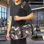 Crane Bird And Flower Pattern Print Gym Bag