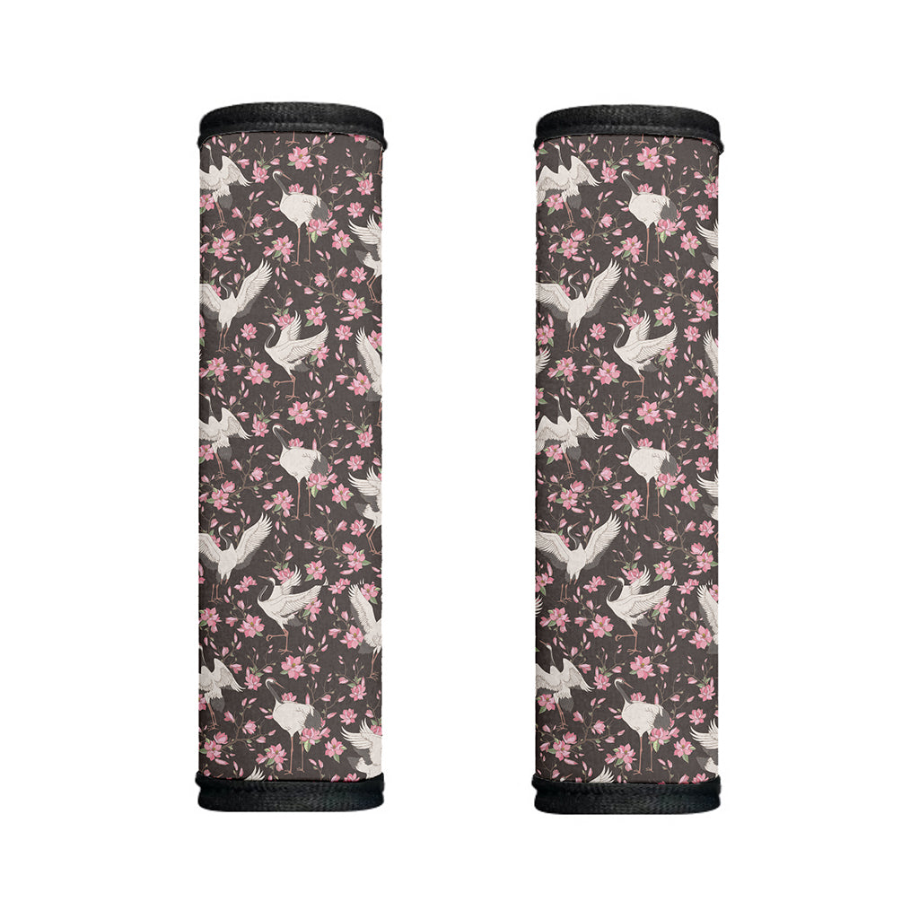 Crane Bird And Flower Pattern Print Handle Covers