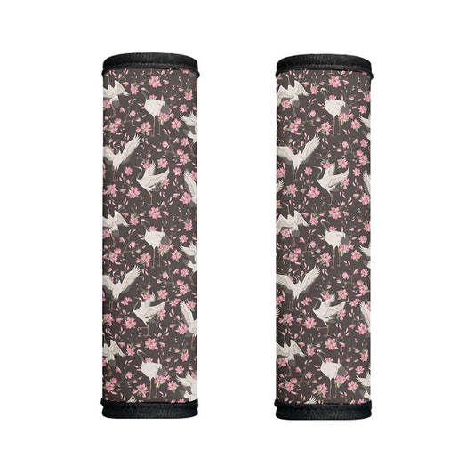 Crane Bird And Flower Pattern Print Handle Covers