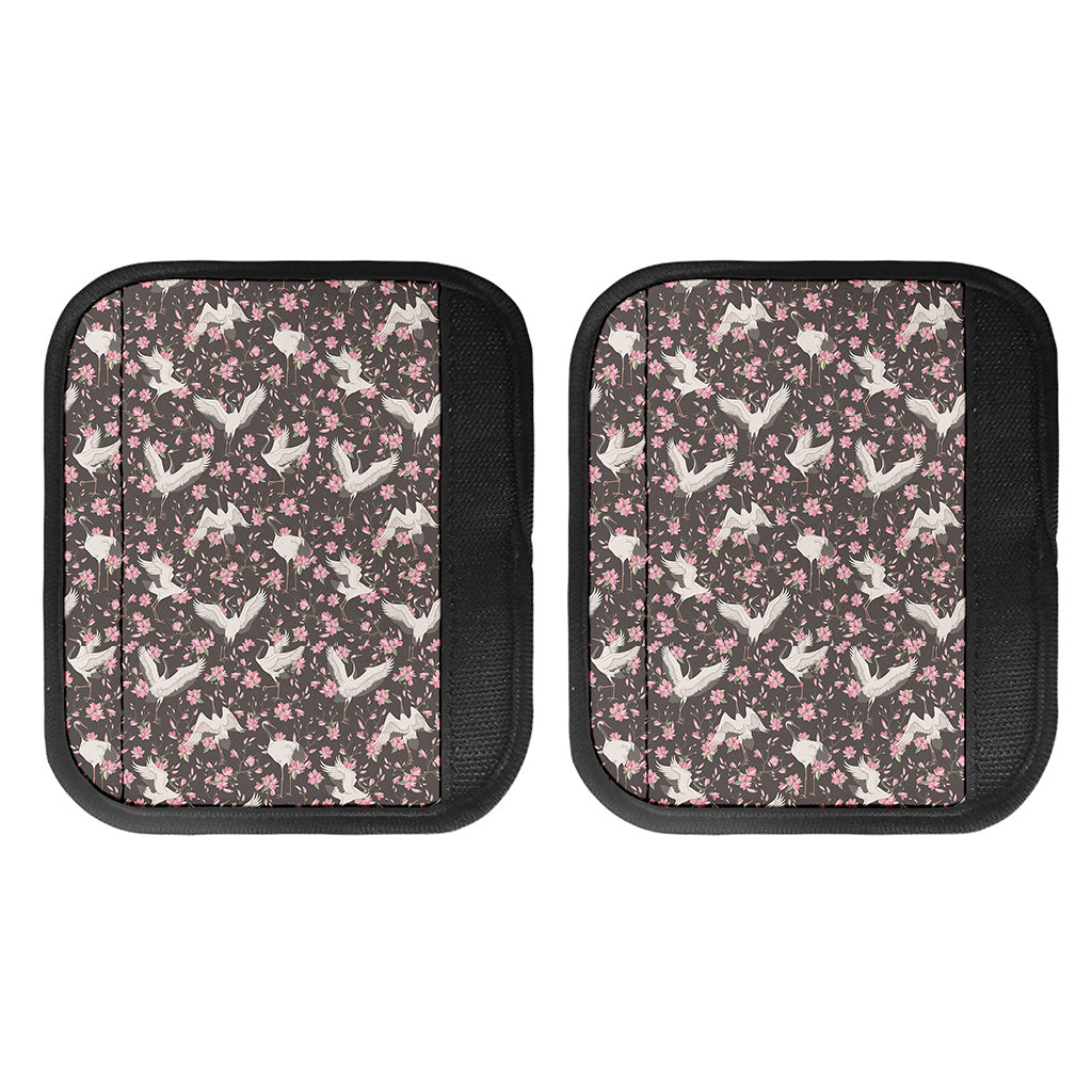 Crane Bird And Flower Pattern Print Handle Covers