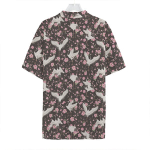 Crane Bird And Flower Pattern Print Hawaiian Shirt