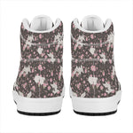 Crane Bird And Flower Pattern Print High Top Leather Sneakers