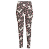 Crane Bird And Flower Pattern Print High-Waisted Pocket Leggings