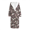 Crane Bird And Flower Pattern Print Hooded Bathrobe