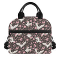 Crane Bird And Flower Pattern Print Insulated Lunch Bag
