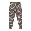 Crane Bird And Flower Pattern Print Jogger Pants