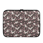 Crane Bird And Flower Pattern Print Laptop Sleeve