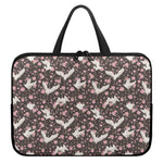 Crane Bird And Flower Pattern Print Laptop Sleeve With Handle