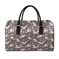 Crane Bird And Flower Pattern Print Leather Duffel Bag