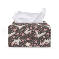 Crane Bird And Flower Pattern Print Leather Tissue Box Cover