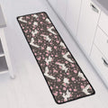 Crane Bird And Flower Pattern Print Long Kitchen Mat