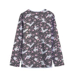 Crane Bird And Flower Pattern Print Long Sleeve Short Coat