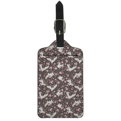 Crane Bird And Flower Pattern Print Luggage Tag