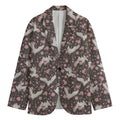 Crane Bird And Flower Pattern Print Men's Blazer