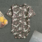 Crane Bird And Flower Pattern Print Men's Bodysuit