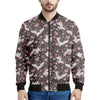 Crane Bird And Flower Pattern Print Men's Bomber Jacket