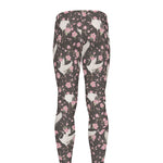 Crane Bird And Flower Pattern Print Men's leggings