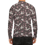 Crane Bird And Flower Pattern Print Men's Long Sleeve Rash Guard