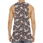 Crane Bird And Flower Pattern Print Men's Muscle Tank Top