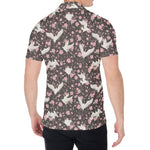 Crane Bird And Flower Pattern Print Men's Shirt