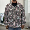 Crane Bird And Flower Pattern Print Men's Shirt Jacket